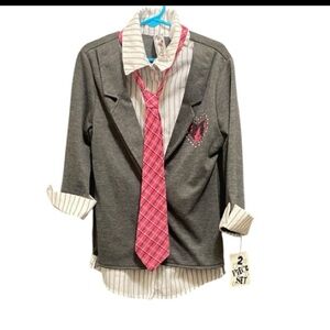 Knitworks Gray and Pink Striped Ensemble